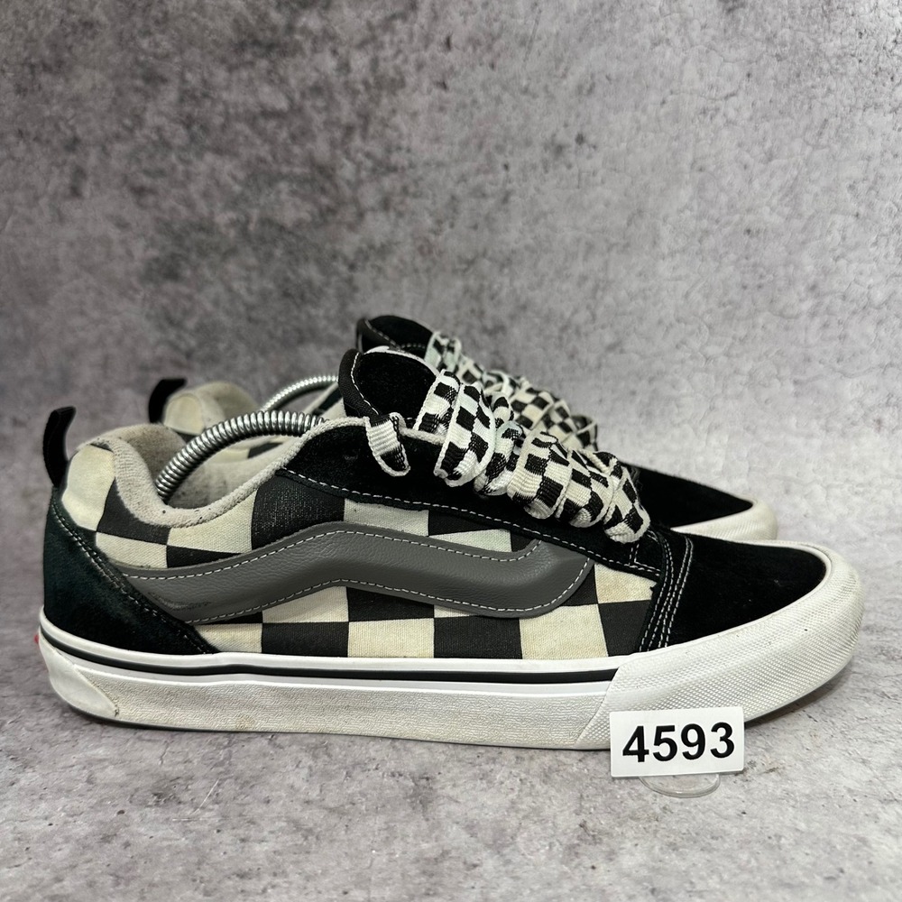 Vans Knu Skool Mens 11.5 Black Mega Check Checkerboard Skate Shoes